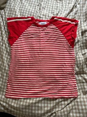Current/Elliott Red & White Striped Raglan Tee
